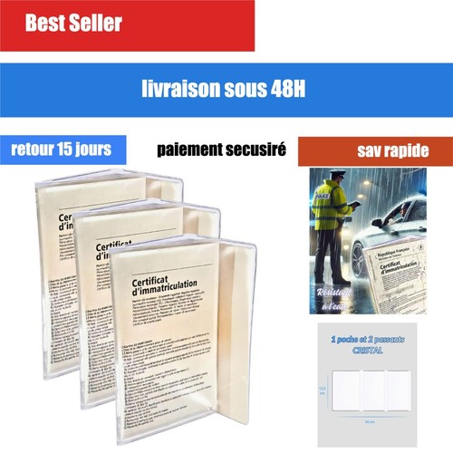 Protège carte grise - 3, volets