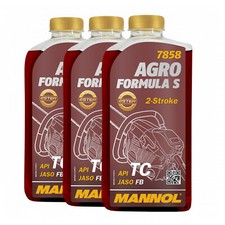 MANNOL Agro Formula S Huile Moteur 2 Temps Huile Pour Tondeuse API TC, 3x1 Litre