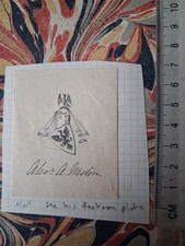 19th cent Armorial EX-LIBRIS BOOKPLATE ~ Alix Weston