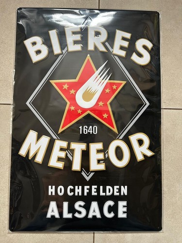 Tole plaque biere meteor logo - plaque,