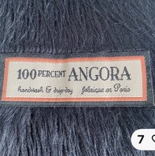 100% Percent Angora Rabbit Scarf Black Soft Knit Made In Paris 8"x62" No Skin