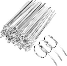 100 pieces Attache Cable Inox 200mm,Collier de Serrage Inox Autobloquante,Serre