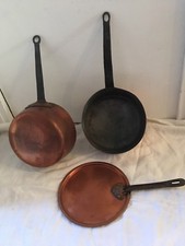 2 old copper pans with 1 lids (copper food)