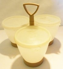 Vtg Tupperware condiment caddy plastic container server lidded  
