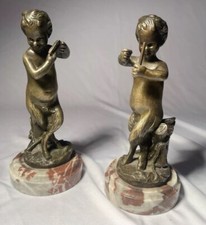 Claude Michel Clodion, A young satyr, Patinated Bronze Sculpture On Marble Base