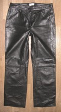 - ÉLÉGANCE - Pantalon En Cuir Pour Femme Sans Poches En Noir En Nappa Taille 36