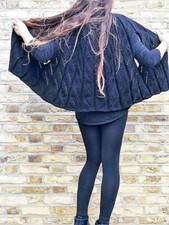 HAND KNIT Jumper M Black Poncho Gilet Cardigan Knit boho jacket Sleeveless crop