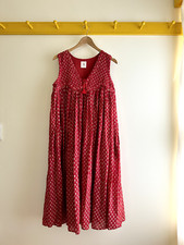 Maison de Soil Japan red block printed kantha kaftan sundress tent dress OS