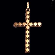 Early 20th century old cross pendant gold plated 4 cm new from old stock 2"
