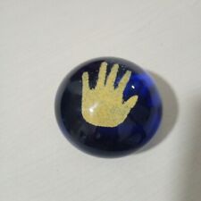Very nice SULFIDE BALL PRESS PAPER HAND YELLOW SAND blue glass