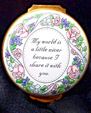 VINTAGE CRUMMLES & ROCHARD HAND PAINTED ENAMELED TRINKET OR PILL BOX