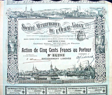 Soc. Mètallurgique de L'Oural - Volga Stock Paris 1896 France Ural Volga
