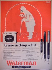 ADVERTISEMENT 1954 WATERMAN WITH INK CARTRIDGE AS ONE LOADS A RIFLE - P.LACROIX