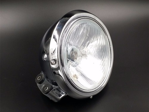 Lampe phare moto chromée pour