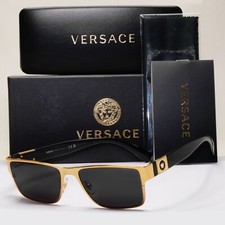 Versace Sunglasses Gold Black Glossy Square Medusa MOD VE 1274 1002 55mm