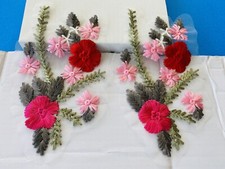 One Pair Floral Embroidered Appliques for Sewing/Bridal/Crafts