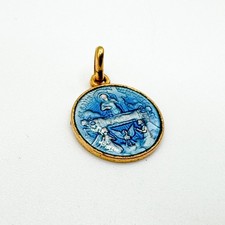 Vintage Blue Enamel Chapelle du St. Sang à Bruges Medal Pendant Catholic