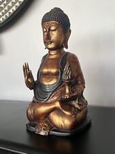 Ancien Bouddha En Bois Doré -