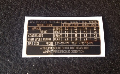 Suzuki gt550 tire info decal - info,