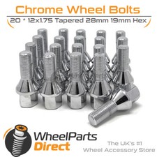 Wheel Bolts (20) 12x1.75 Chrome for Volvo C70 [Mk1] 97-05 on Original Wheels