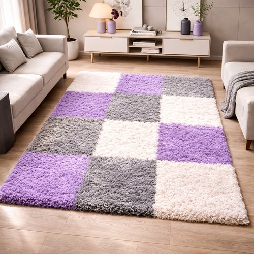 Tapis shaggy multicolore lilas - tapis,