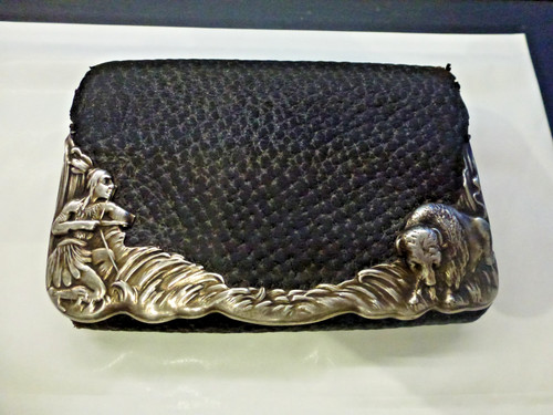 Rare porte feuille - feuille, cuir