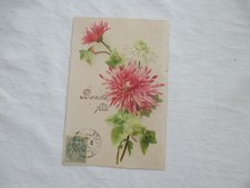 CPA FANTAISIE GAUFRÉE - COMME CHROMO 1900 - CARTE POSTALE - BONNE FÊTE - FLEURS