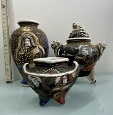 SUPERB LOT 2 PERFUME BURNER + 1 VINTAGE SATSUMA PORCELAIN VASE
