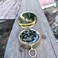 Antique Nautical vintage Compass Brass WWII military Pocket Compass Shiny Gift