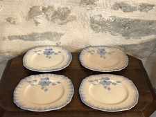 Série de 4 magnifiques assiettes carrées à dessert, céramique, made in England