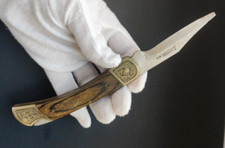 Collectible Vintage Brass Wood Handle Folding Pocket Knife ANQUJAR Spain INOX