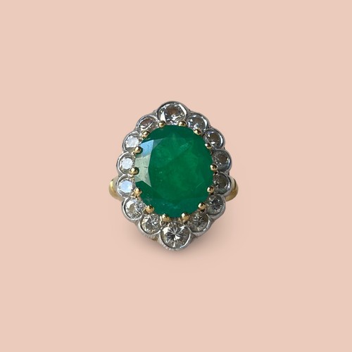 Bague pompadour émeraude - Émeraude, et