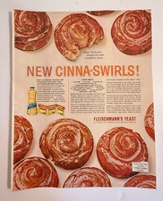 Vintage 1964 Cinna-Swirl Doughnuts Fleischmann Yeast Food Advertisement Print Ad