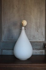 Vintage pendant lamp, white opaline water drop suspension, opaline chandelier