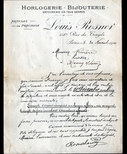 PARIS (III°) HORLOGERIE BIJOUTERIE ORFEVRERIE "Louis ROSNER" Lettre en 1910