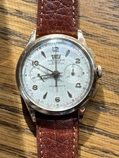 Vintage Britix 2 Register Chronograph Suisse Ancre 17 Jewel, 18KT Gold Men Watch