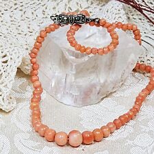 Collier Corail Art Déco Perles Facetées Fermoir Argent 835 Marcassites 41,5 Cm