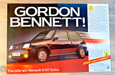 RENAULT 5 GT TURBO R5 1980s - FRAMEABLE COLLECTIBLE ORIGINAL CLASSIC CAR ADVERT