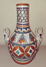 Antique Large Signed Italian Ceramic Deruta Vase 33cm In Good Vintage Condition 