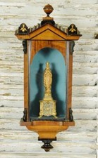 Sublime Small Antique French Religious Glazed Wall Cupboard / Vitrine 19th C