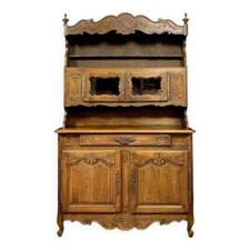 Superbe buffet bibliothéque louis XV provençal a double corps en chêne massif