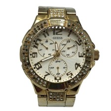 GUESS Femmes Multifonction Montre Doré Gemset Géométrique Cadran Blanc