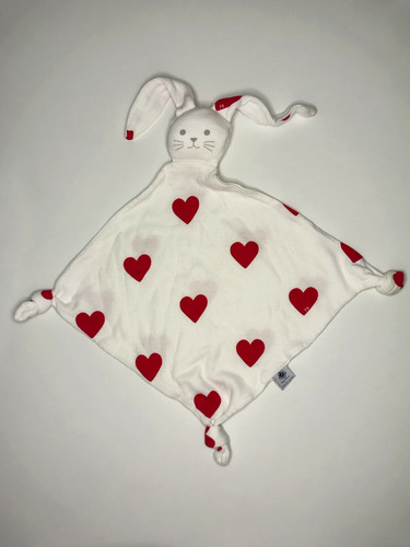 Doudou plat carré - lapin, blanc