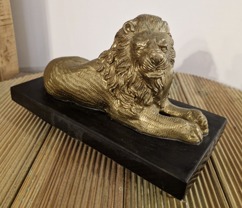 Statue lion bronze doré - statue,