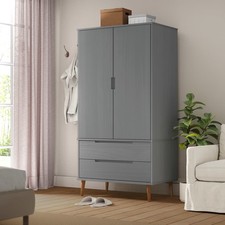 Garde-robe MOLDE  90x55x175cm Bois Massif de Pin Rangement Armoire Multicolore v