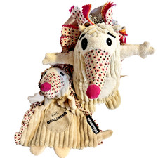 Rare Originals Les Deglingos Plush Pikos Hedgehog Corduroy Patchwork Lovey/Plush