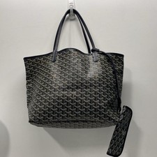 Goyard Women Black Pattern Coated Canvas Clasp Tote Purse