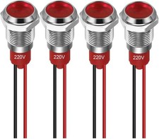 4pcs 10mm Voyant LED 220-230V Signal Lumineux étanche Panneau Métallique Voyant 