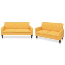 Ensemble de Canapés 2 pcs Tissu Jaune Sofa Bureau Salon Salle de Séjour vidaXL