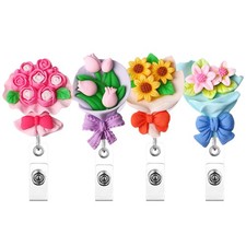  4 Pcs Porte Badges Pince Clip